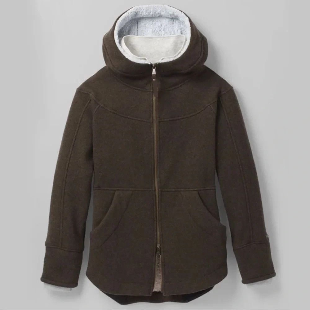 Prana Mikkah Wool Blend Jacket Women’s Size Small Hood Sherpa Lined